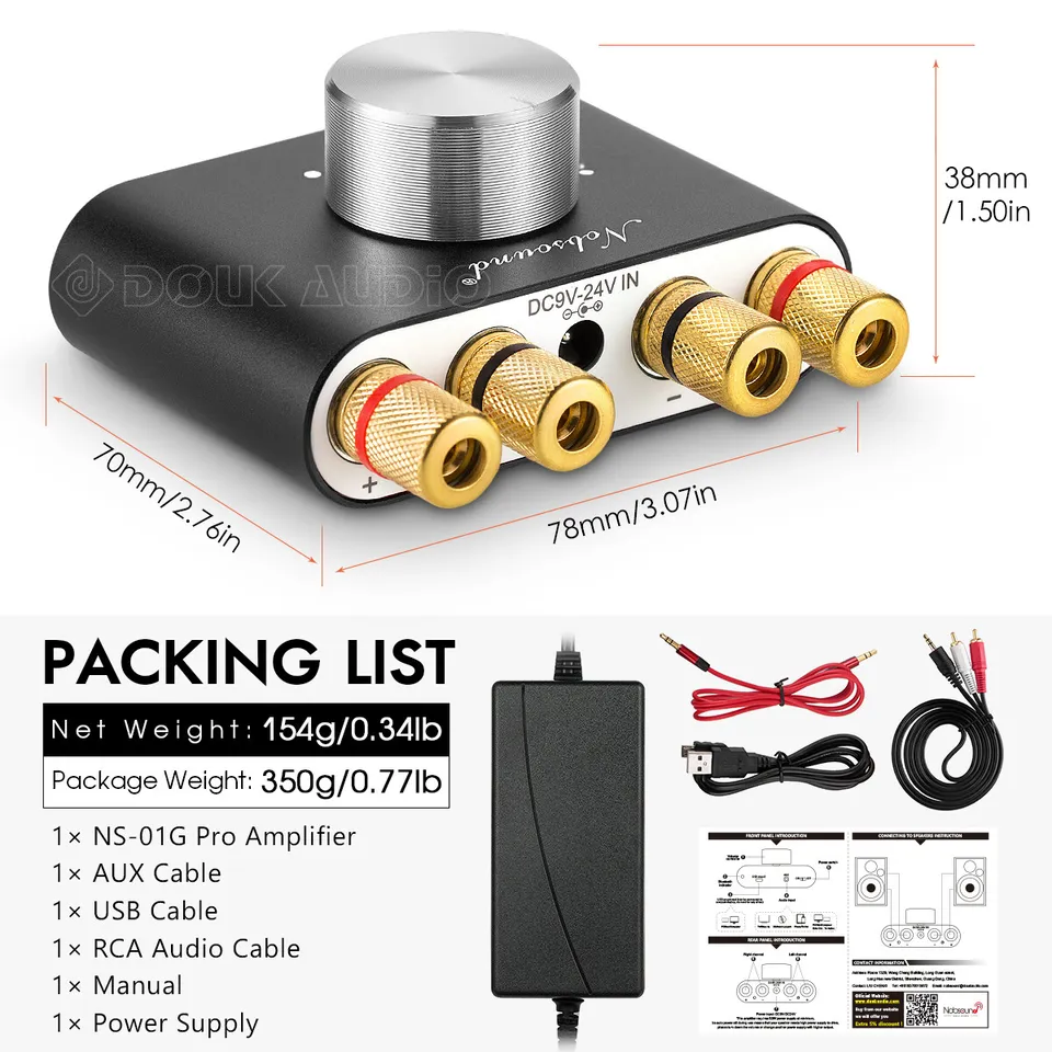 NS-01G PRO stereo versterker voor Bass Shakers