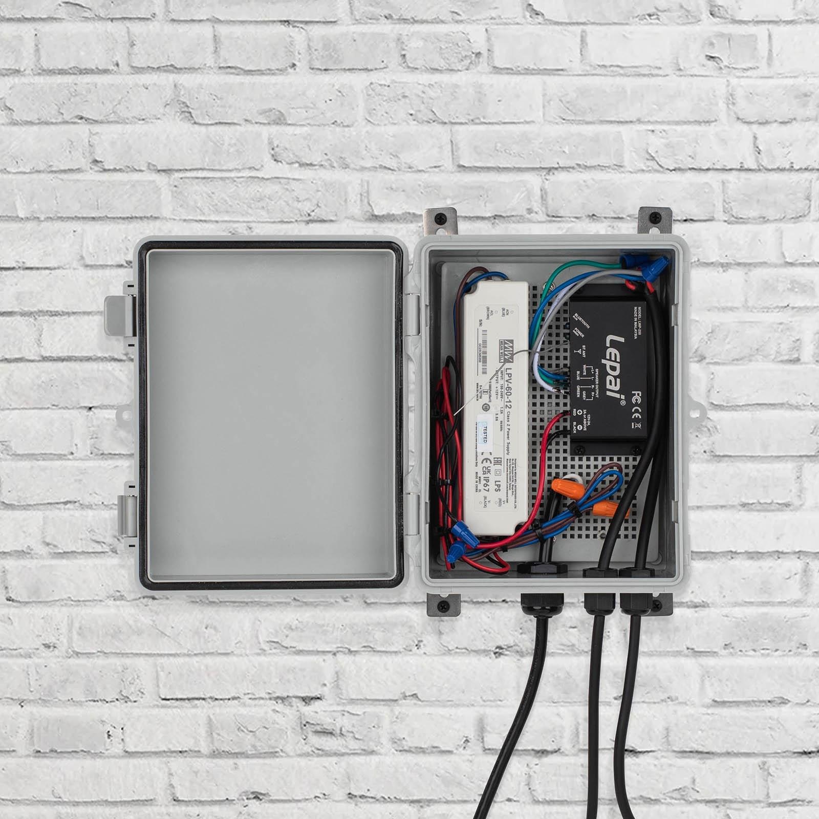 Waterproof Outdoor Utility Box with Mounting Plate and Wall Brackets 170x220x110mm