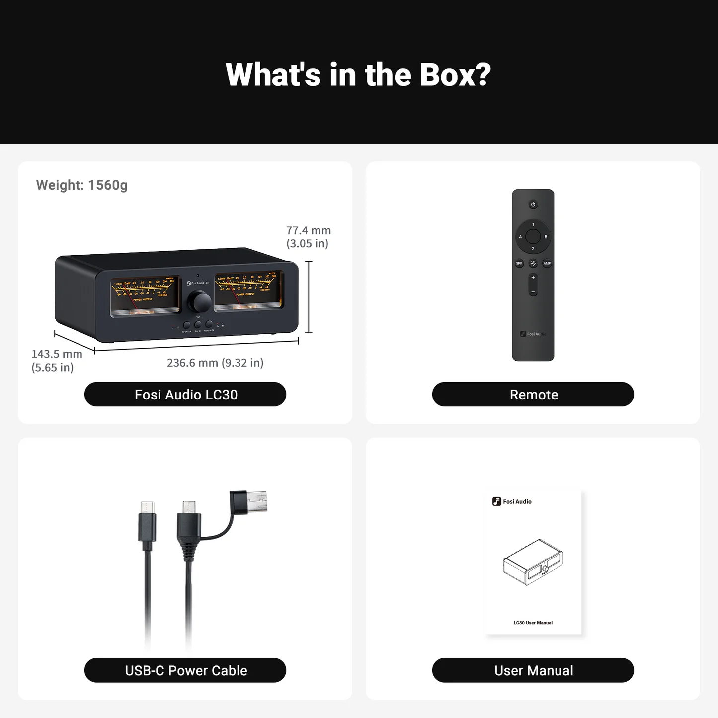 LC30 verstärker Speaker Switcher 2-In-2 Out Dual Analog VU Meter - Black