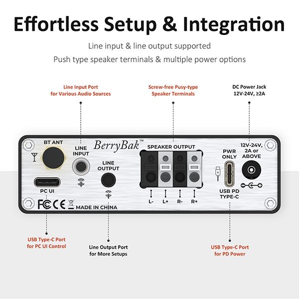 BerryBak BLV-D1 Amplifier with Bluetooth