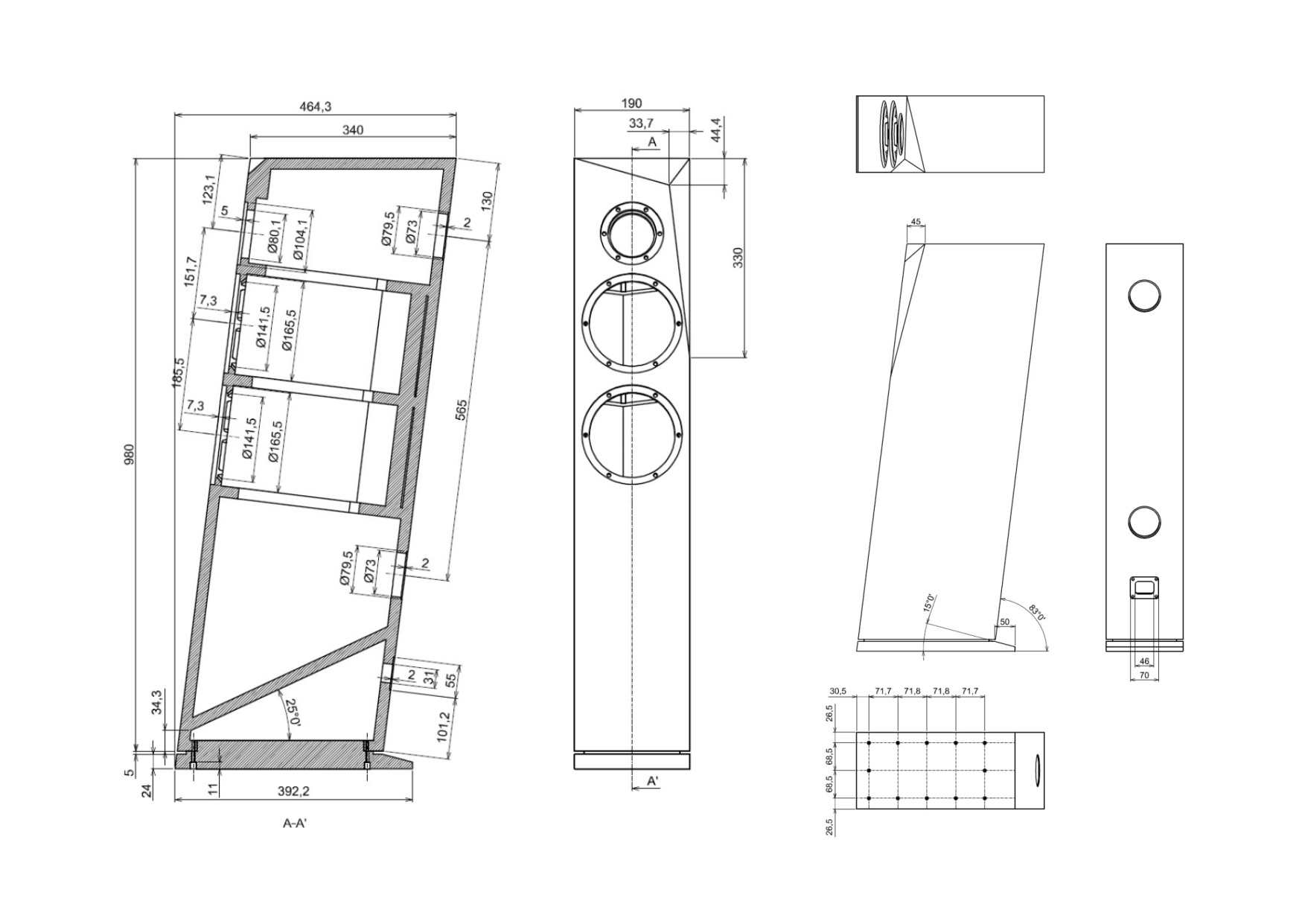 RINJANI TX Black High-Gloss Tower Kit Altoparlante with TeXtreme drivers