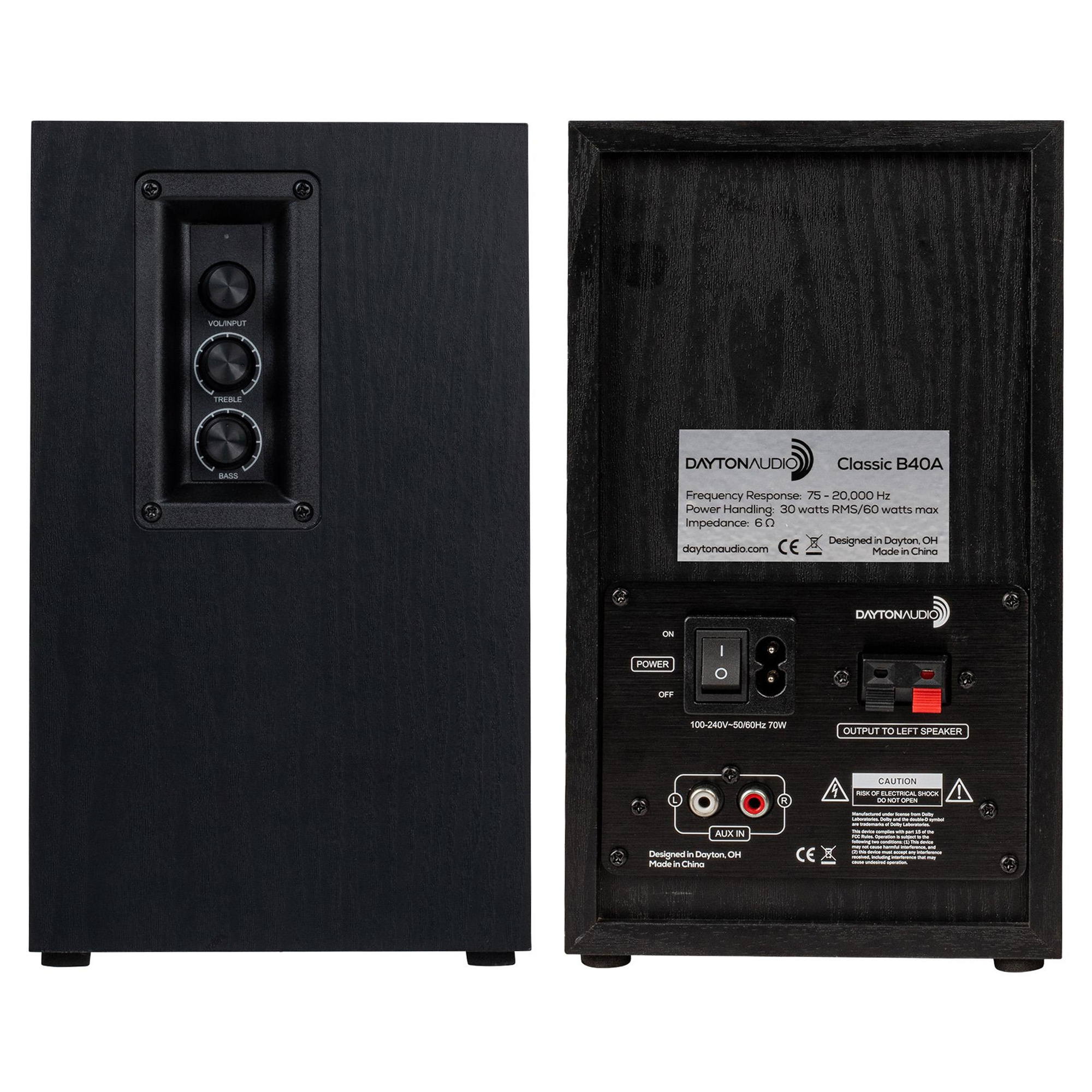 Classic B40A Powered Bookshelf Speaker Pair Black