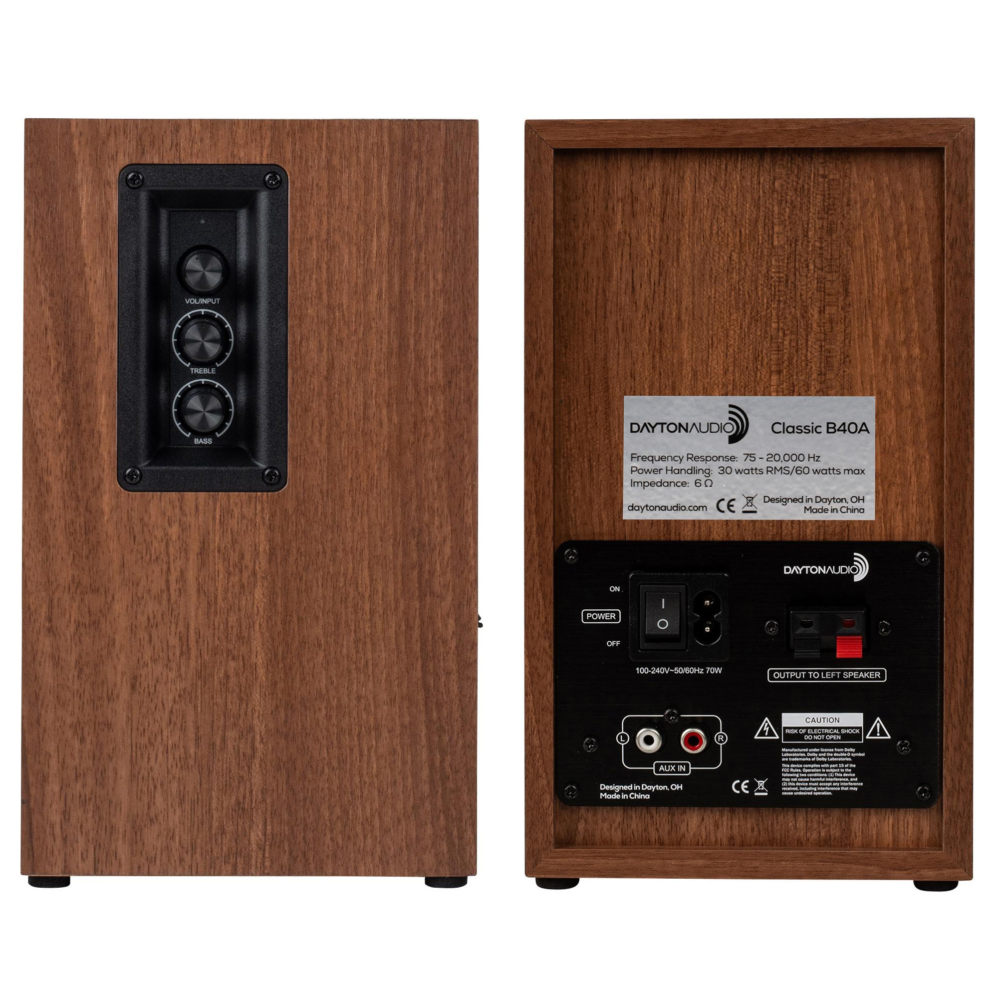 Classic B40A Powered Bookshelf Speaker Pair Wood