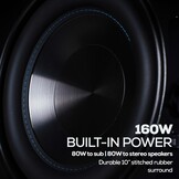 Powered Outdoor Wireless 160 Watt Bluetooth Subwoofer with Amplified Stereo Outputs