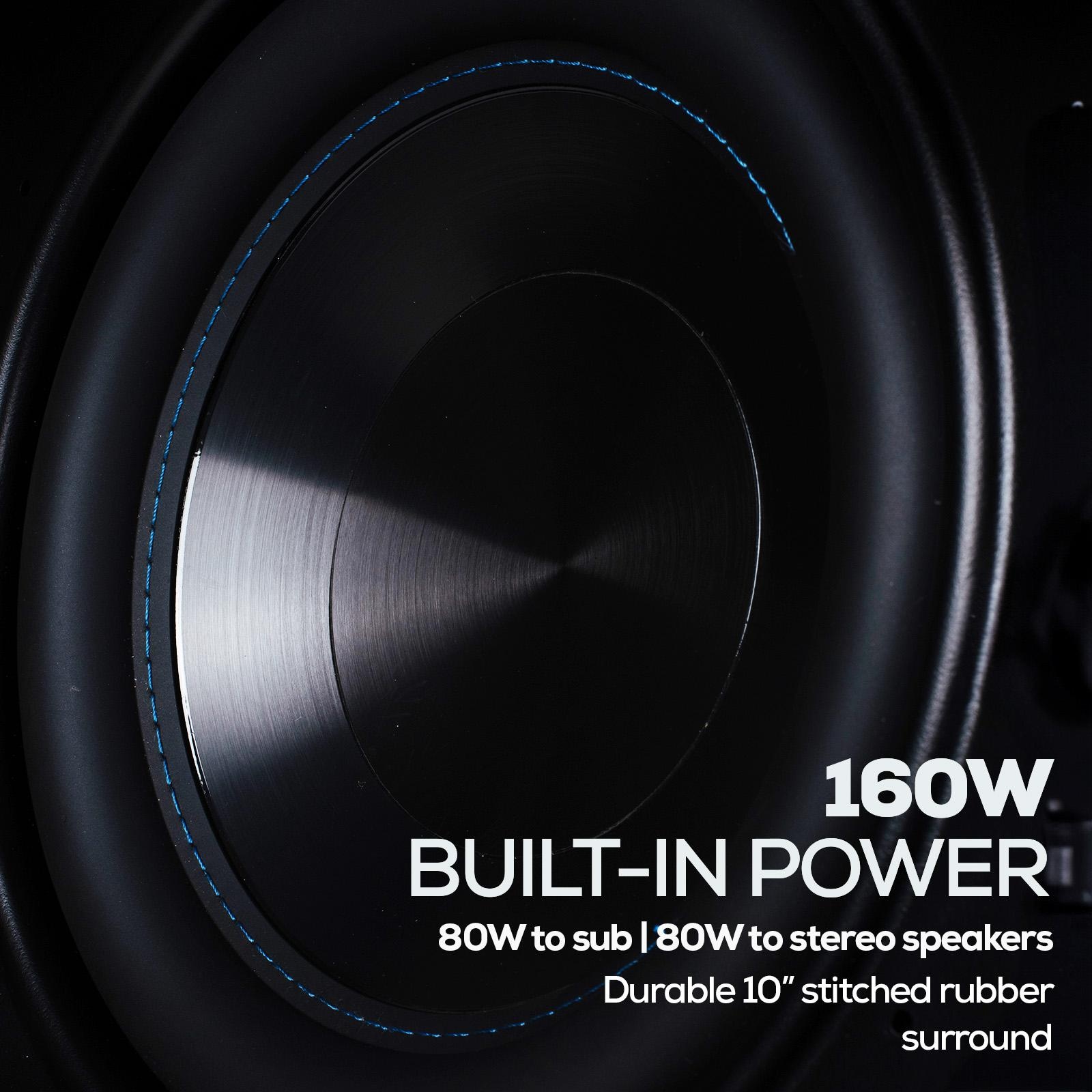 Powered Outdoor Wireless 160 Watt Bluetooth Subwoofer with Amplified Stereo Outputs