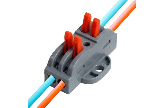 Quick Lever Wire Nut Splice Inline Wire Connectors with Mounting Tab (2 In 2 Out)