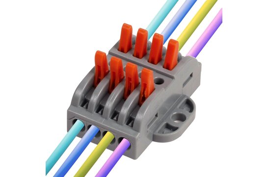 Quick Lever Wire Nut Splice Inline Wire Connectors with Mounting Tab (4 In 4 Out)