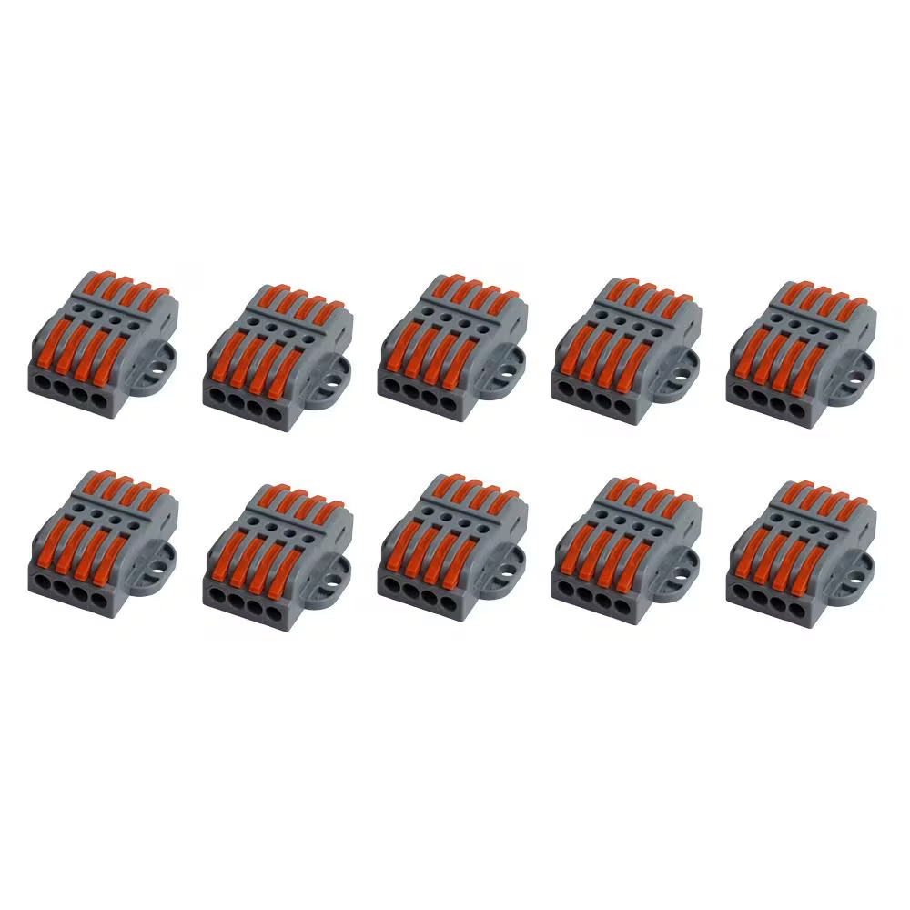 Quick Lever Wire Nut Splice Inline Wire Connectors with Mounting Tab (4 In 4 Out)