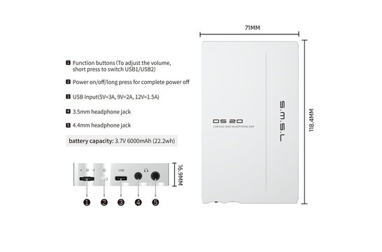 DS20 Portable DAC and Headphone Amplifier CS43131