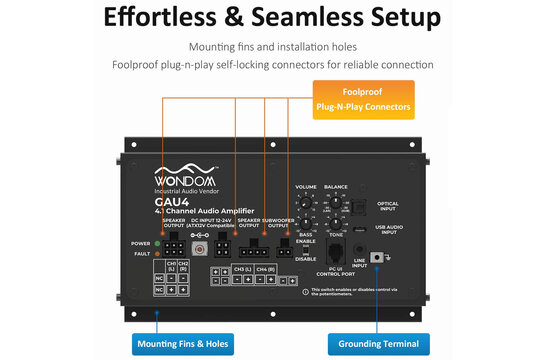 AA-AS43112 GAU4 4x50W + 1x100W 4.1 Gaming Versterker voor Racing Simulator