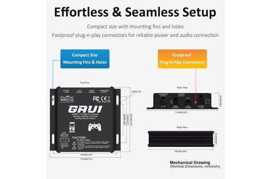 AS-AS43111 GAU1 2x50W + 1x100W 2.1 Audio Versterker voor Gaming/Arcade Machine Racing Simulator