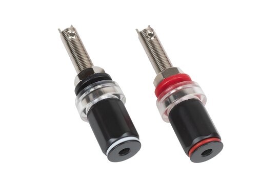 Speaker Binding Post Pair Brass and Nickel Plated Black and Red