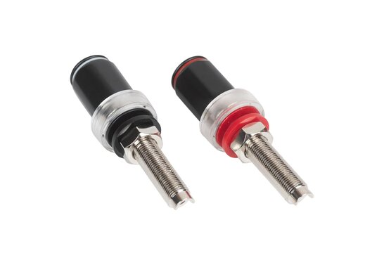 Speaker Binding Post Pair Brass and Nickel Plated Black and Red