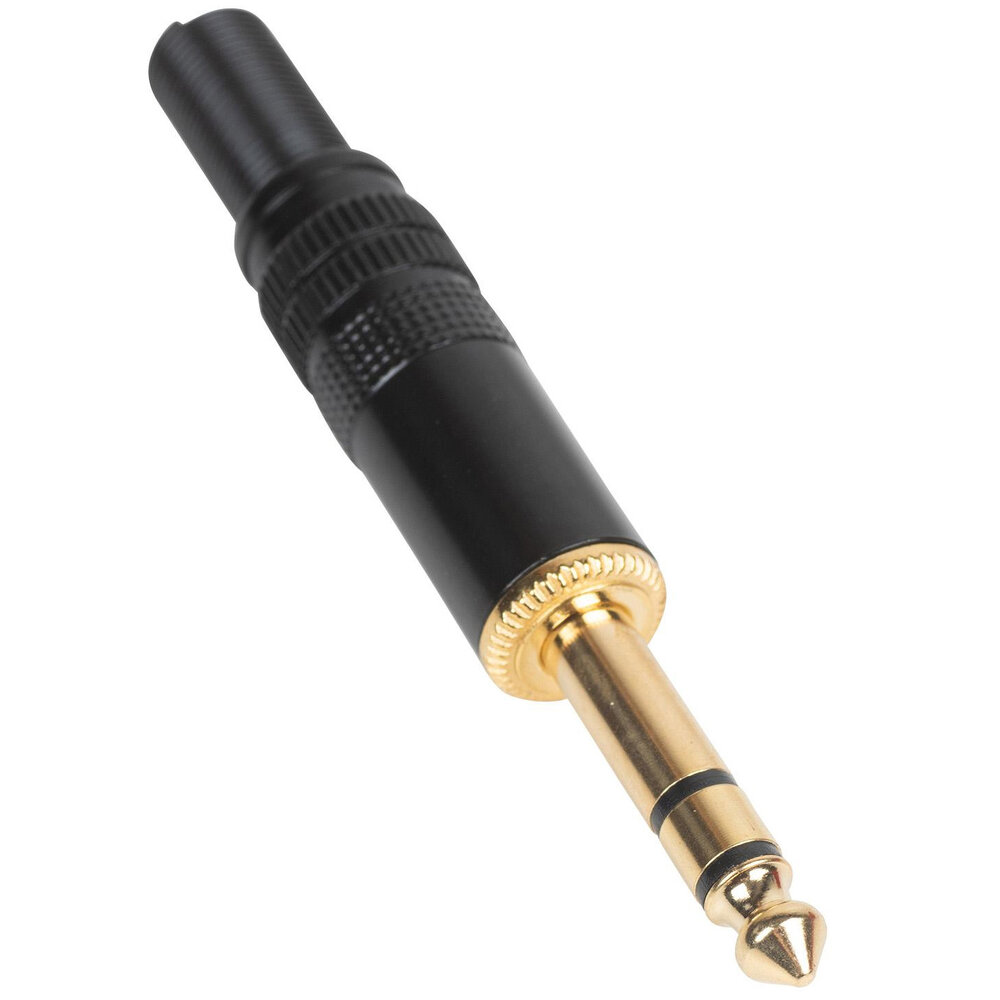 6.35 mm TRS Stereo Plug Gold Plated with Metal Black Shell - SoundImports