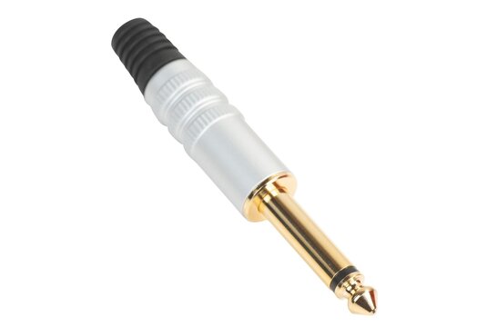 6.35 mm TS Mono Plug Aluminum Silver Housing Gold Plated