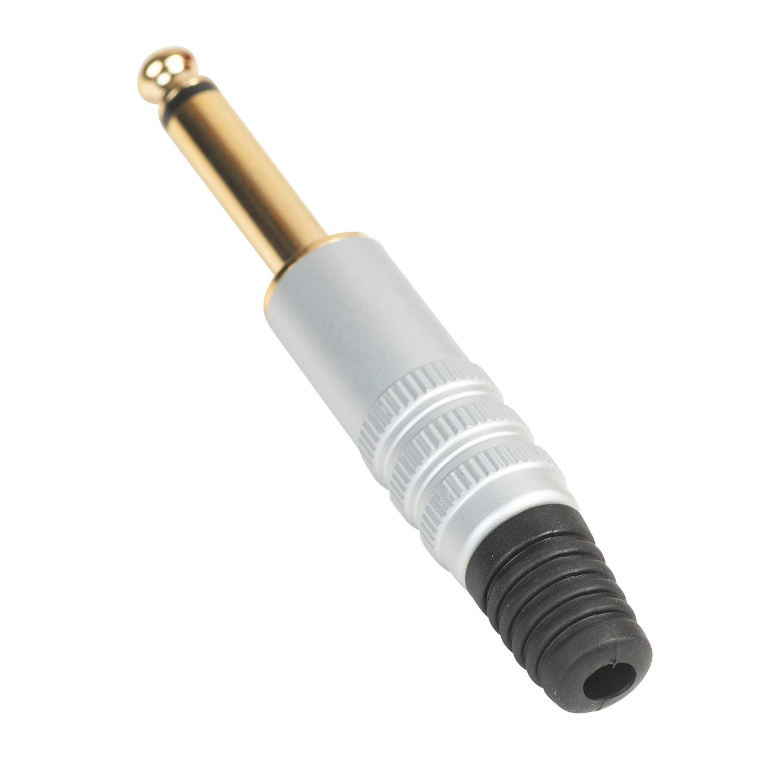 6.35 mm TS Mono Plug Aluminum Silver Housing Gold Plated