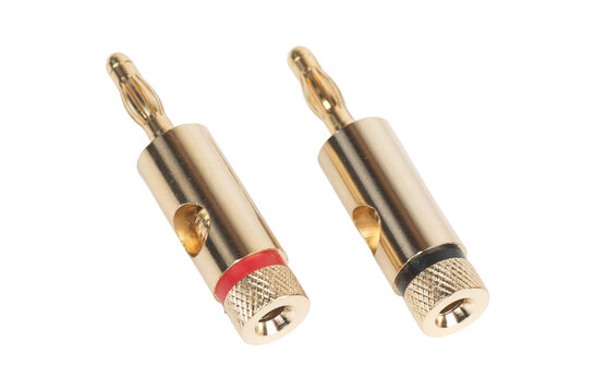 Banana Plugs Gold Pair -Black, Red with Side Entry Hole