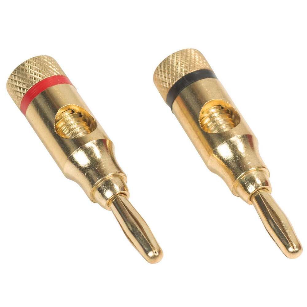 Banana Plugs Gold Pair -Black, Red with Side Entry Hole and Tapered ...