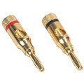 Banana Plugs Gold Pair -Black, Red with Side Entry Hole and Tapered Shell