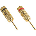 Gold Plated Speaker Pins with Compression Fit or Banana Plug Entry- Pair Black, Red