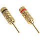 Gold Plated Speaker Pins with Compression Fit or Banana Plug Entry- Pair Black, Red
