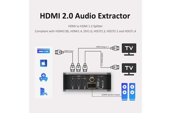 AA-AS32983 BerryBak HEV250 2x50W Amplifier with HDMI Extrator