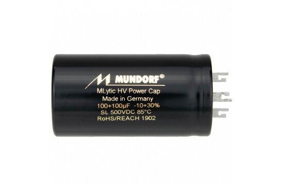 MLSL500-100+100 | 100 + 100 µF |  20% | 500 V  | Mlytic HV Power Condensator DIN connector