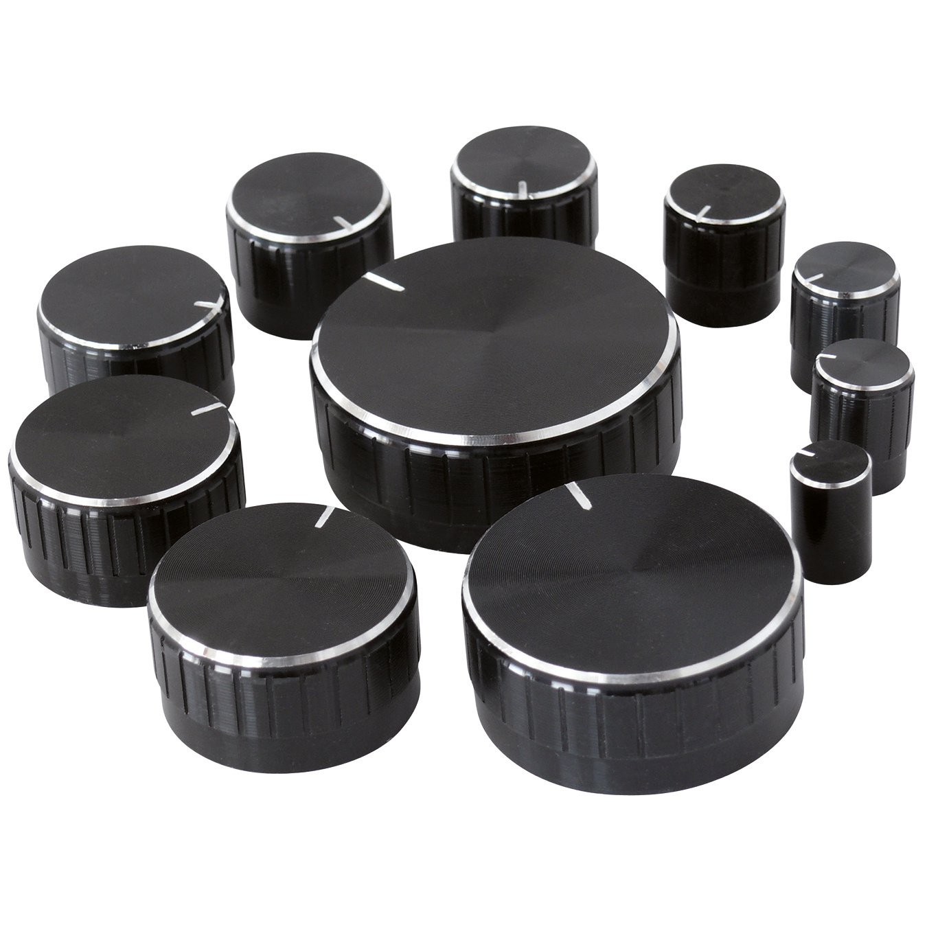 11-Piece Knob set Black 6 mm shaft