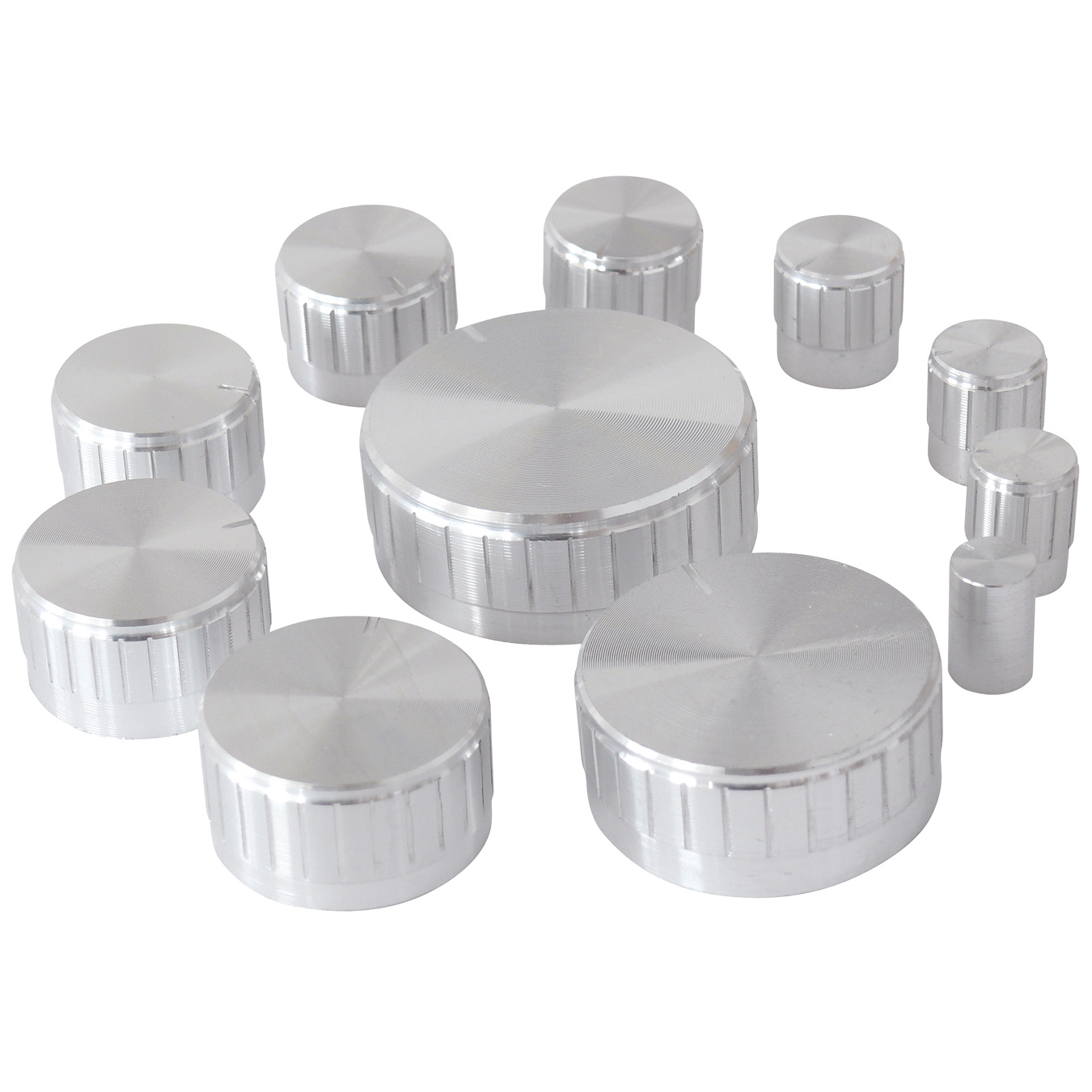 11-Piece Knob set Silver 6 mm shaft