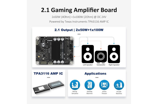 AA-KA32481 TPA3116 2 x 50 W + 1 x 100 W 2.1 Gaming Amplifier Board
