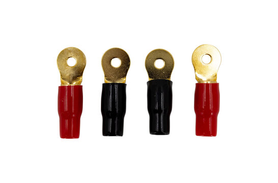 Gold Ring Crimp Terminal 4 AWG 2 Pair