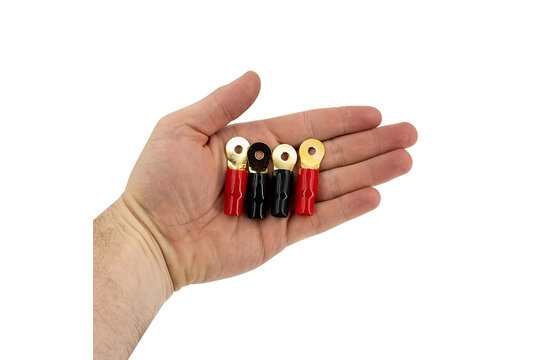 Gold Ring Crimp Terminal 4 AWG 2 Pair