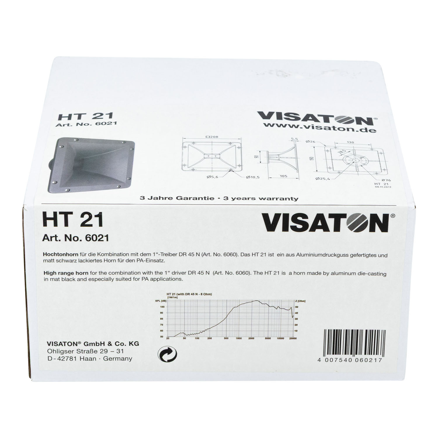 HT 21 High Range Aluminum die-casting Horn