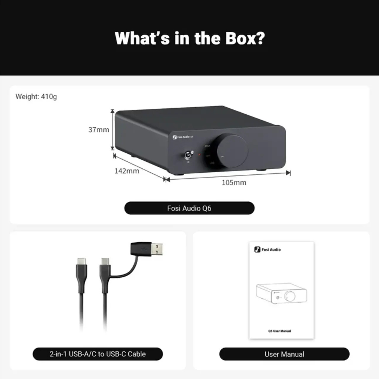 Fosi Q6 DAC & V3 AMP + Cables Bundle