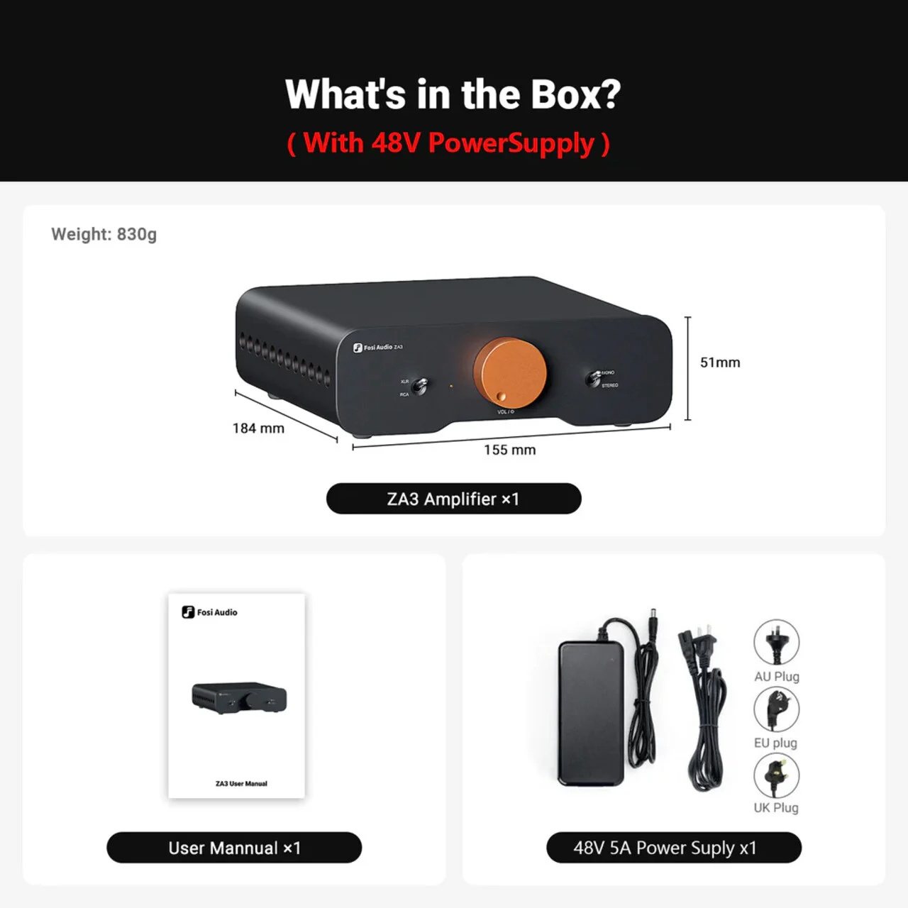 Fosi ZA3 AMP & ZD3 DAC + Cable Bundle