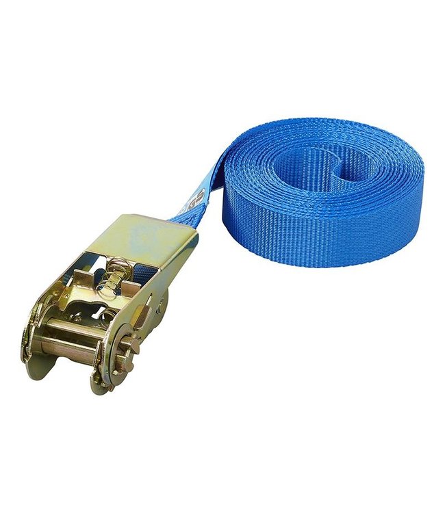 Spanband Blauw met Ratel 5 meter