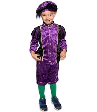 Pietenpak Polyester Paars/zwart 3-delig Mt 116