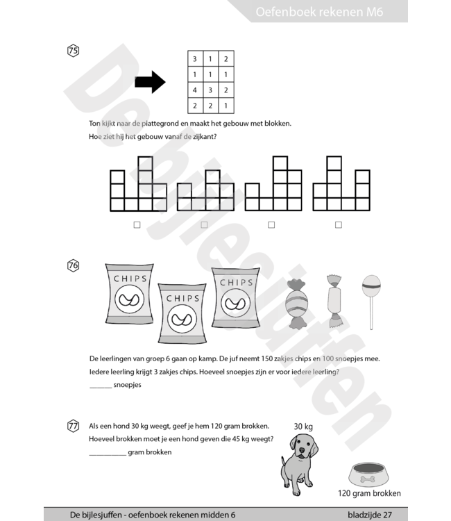 De Bijlesjuffen oefenboek rekenen CITO m6 nr.1
