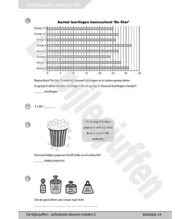De Bijlesjuffen oefenboek rekenen CITO m5 nr.1