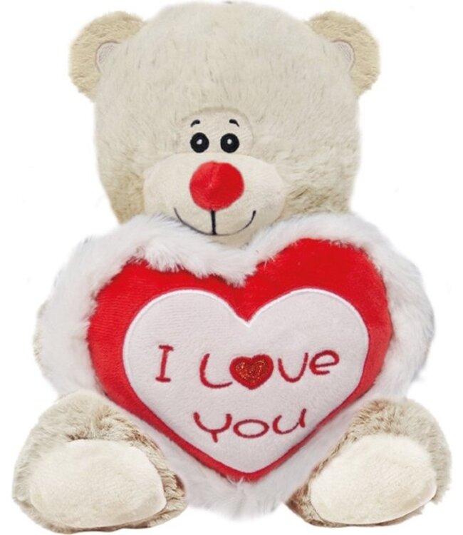 BEER Pluche met hart 23 cm