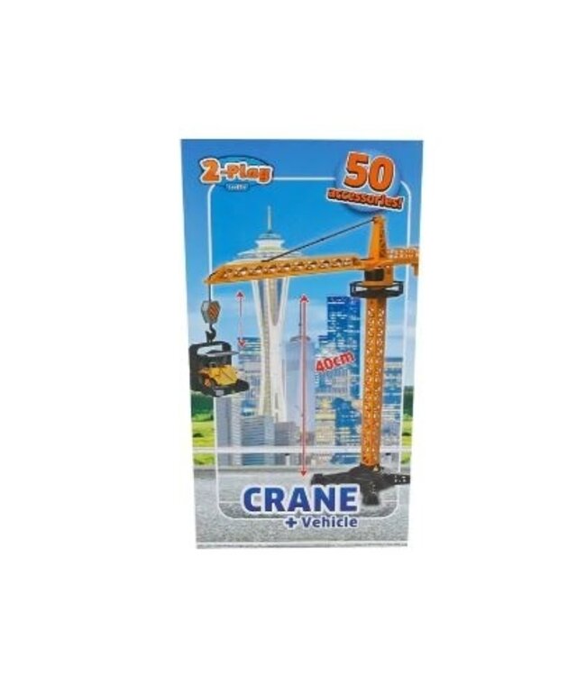 Hijskraan 40cm met voertuig en 50 accessoires ass