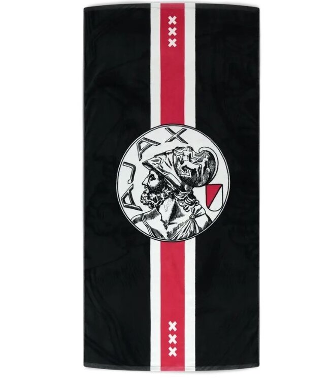 Ajax Handdoek Badlaken Zwart Logo 70x140 cm