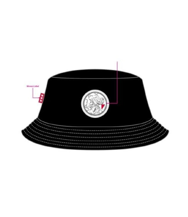 Ajax Bucket Hat Zwart Oud Logo