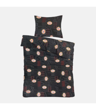 PSV Dekbedovertrek Blokken Zwart
