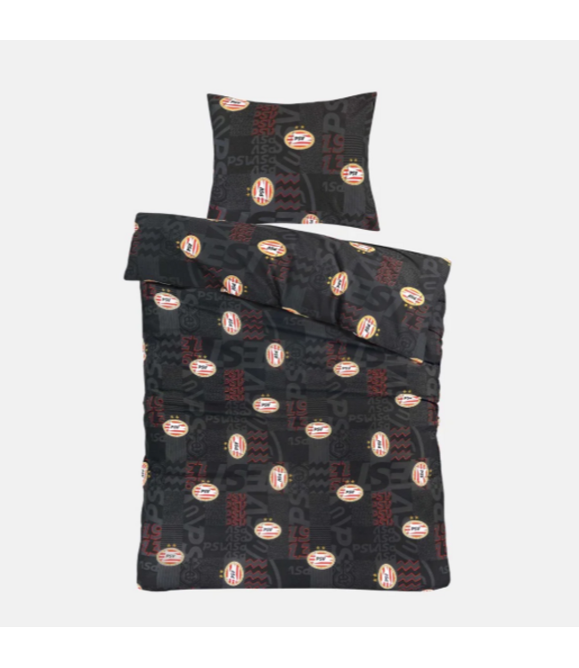 PSV Dekbedovertrek Blokken Zwart