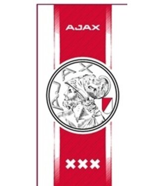 Ajax Handdoek wit rood wit oud logo 70x140cm - Ajax Badlaken