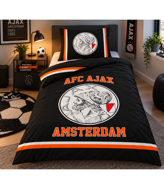 Ajax Dekbedovertrek Zwart Oranje 140x200 cm