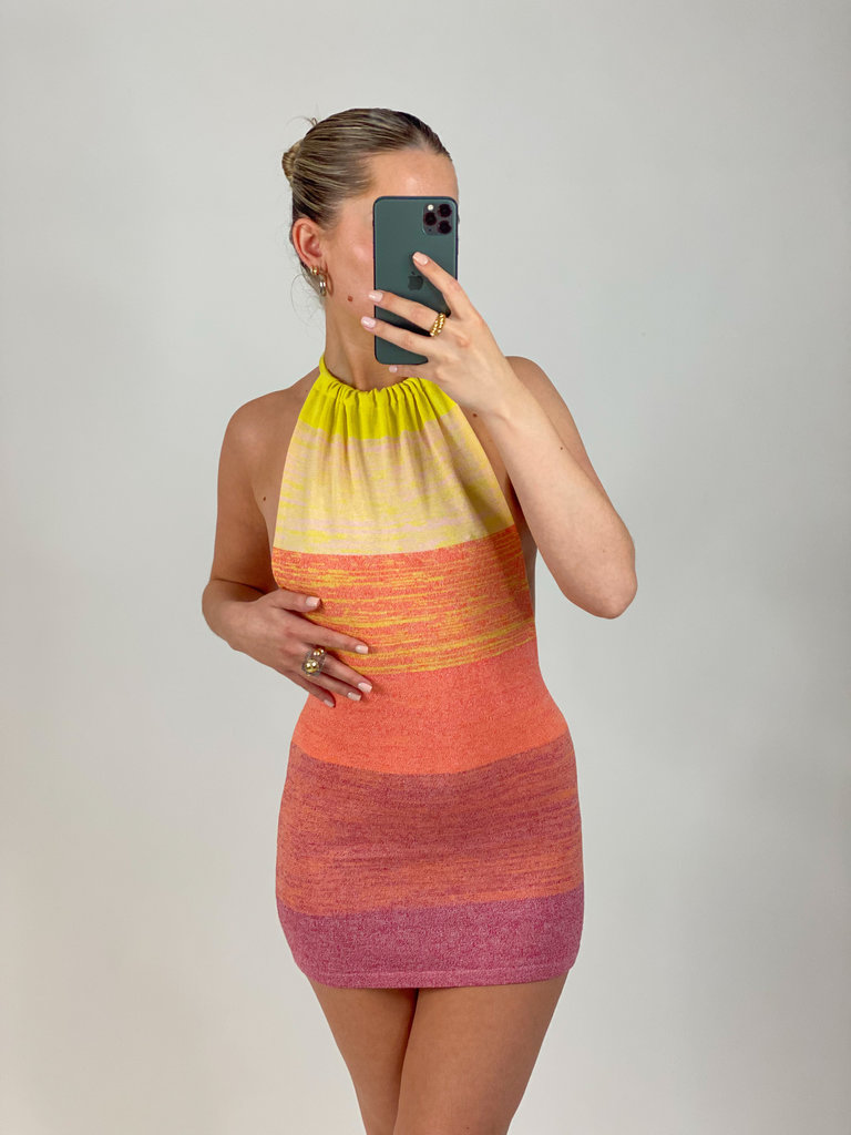 Deems "Esmee" Halterneck Knit Mini Dress - Multicolor
