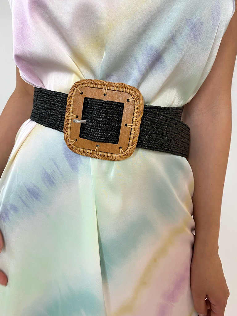 Deems Weaved Belt Square Buckle - Black