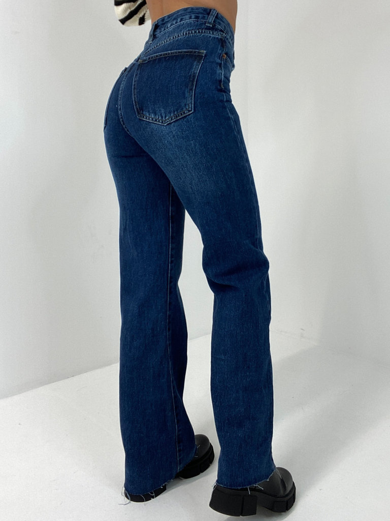 Deems "Haylee" Highwaist Jeans Straight - Blue